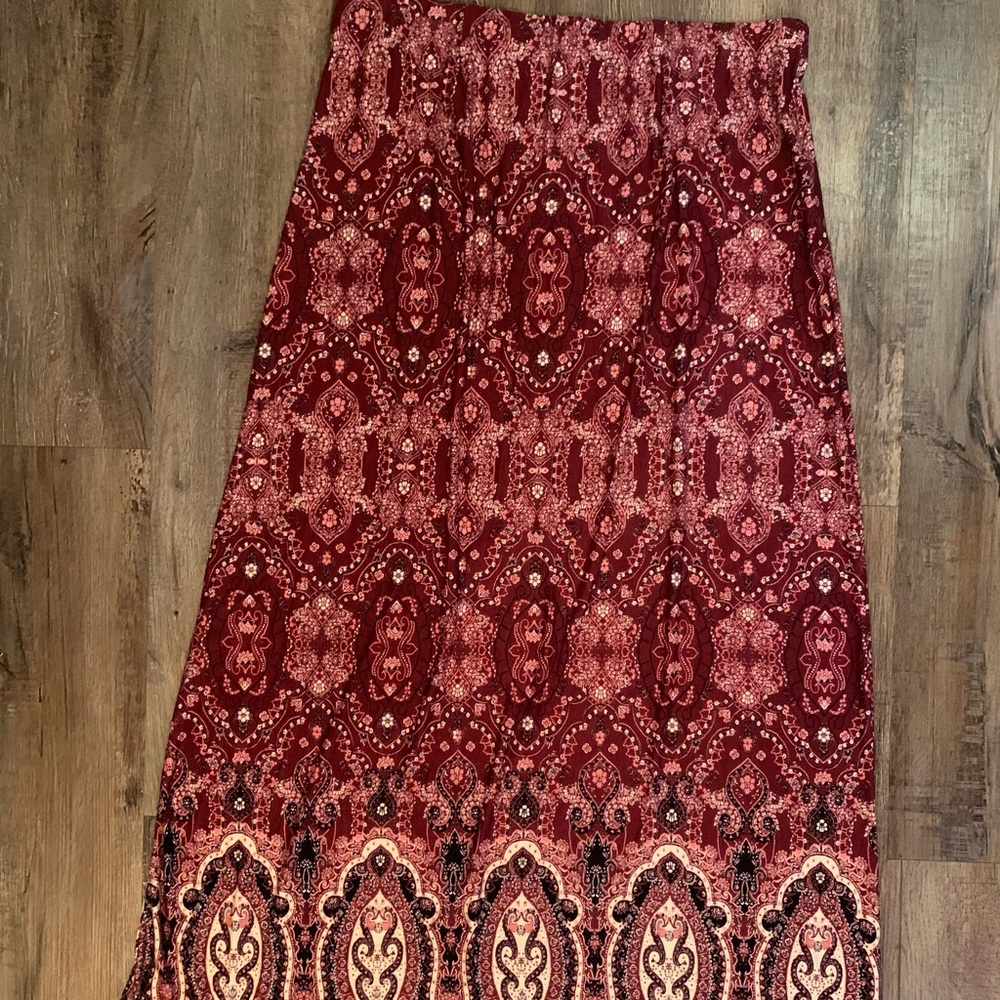 Red, Pink, and White Long Hippie Skirt
